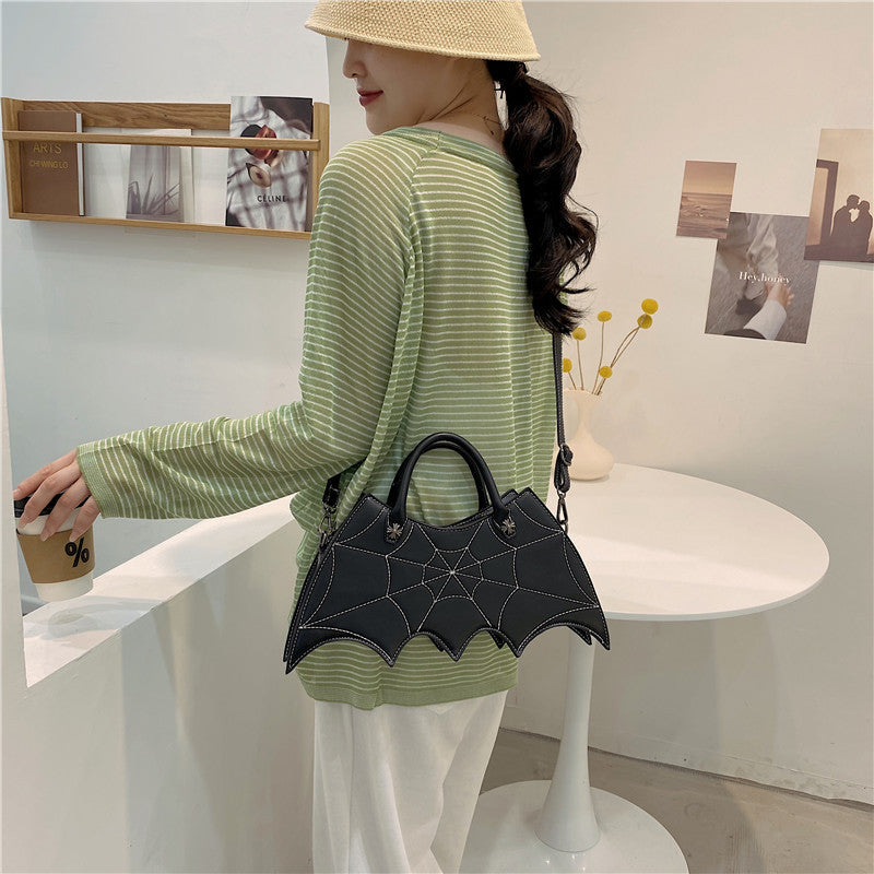 Halloween Spider Web Shape Shoulder Bags Personality Batgirl Tide Pu Handbags Fashoin Messenger Crossbody Bag