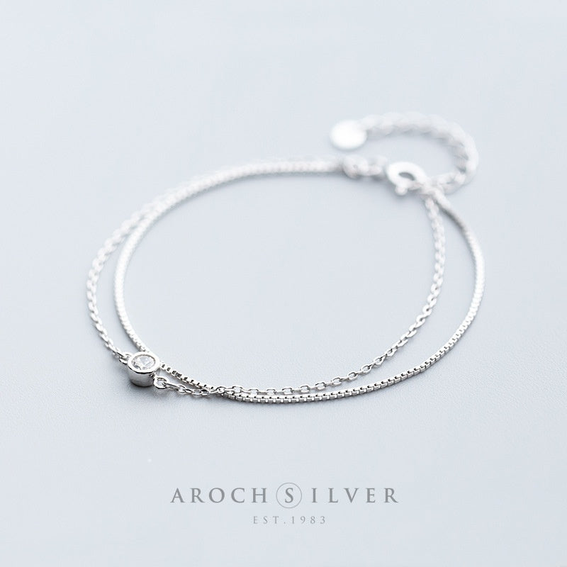 Diamond Double-Layer Silver Bracelet