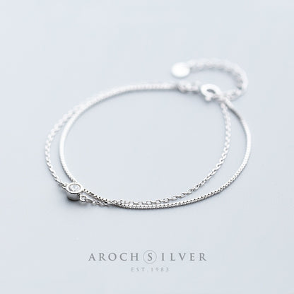 Diamond Double-Layer Silver Bracelet