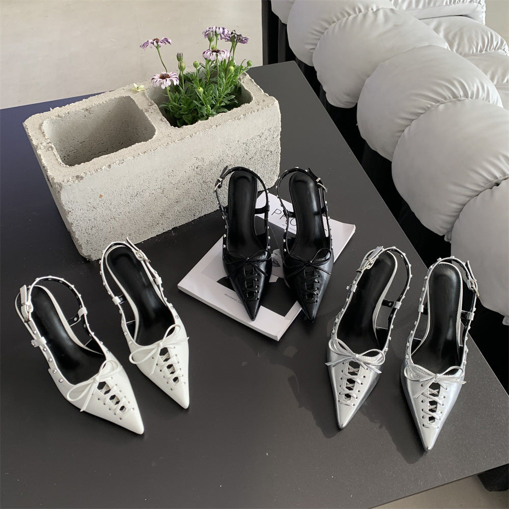 Pointed Stiletto Low-cut Fashion Front Strap Slingback Sandals