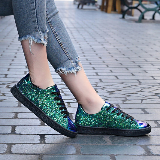 Color sequin street low shoes