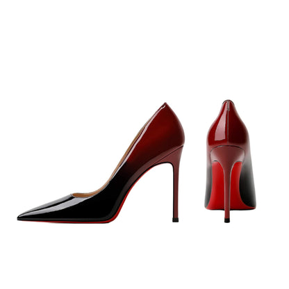 Sexy Red Bottom Stiletto Heels with a pointed toe, patent leather upper, rubber sole, and heel heights of 6CM, 8CM, and 10CM