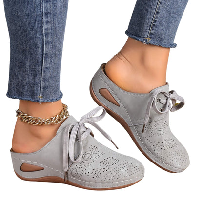 Summer Baotou Lace-up Slippers Outdoor Hollow Out Wedges Slippers For Women Sports Shoes