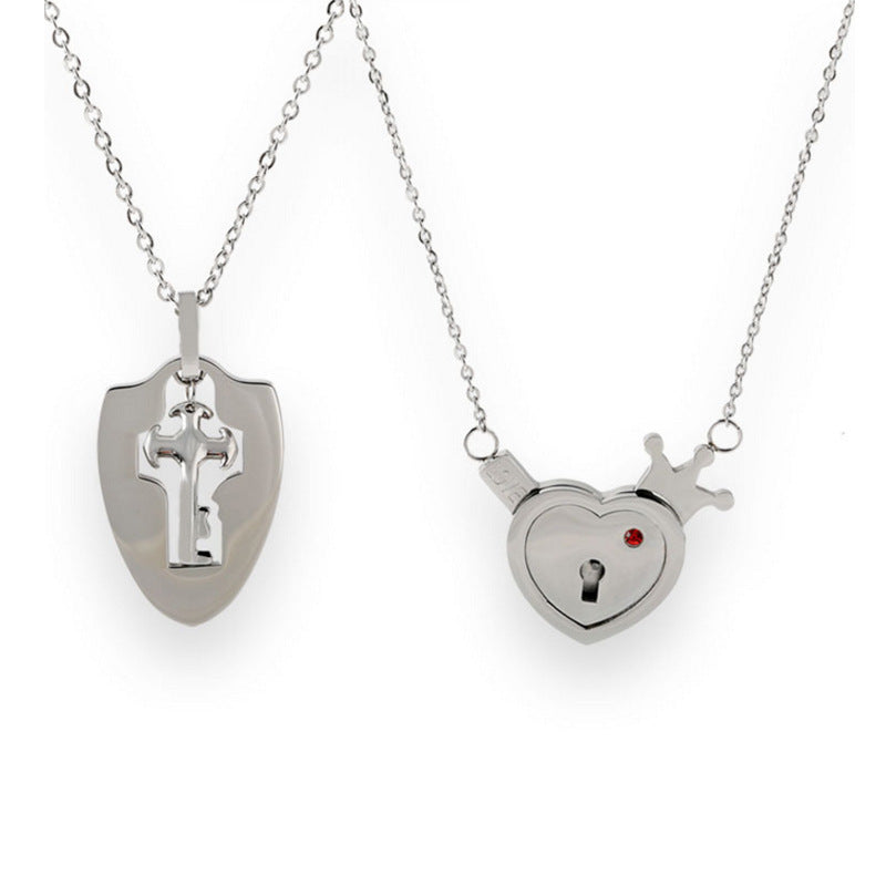 Titanium Steel Love Lock Bracelet & Necklace Set