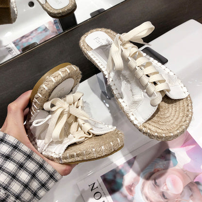 Linen sequined sandals and slippers