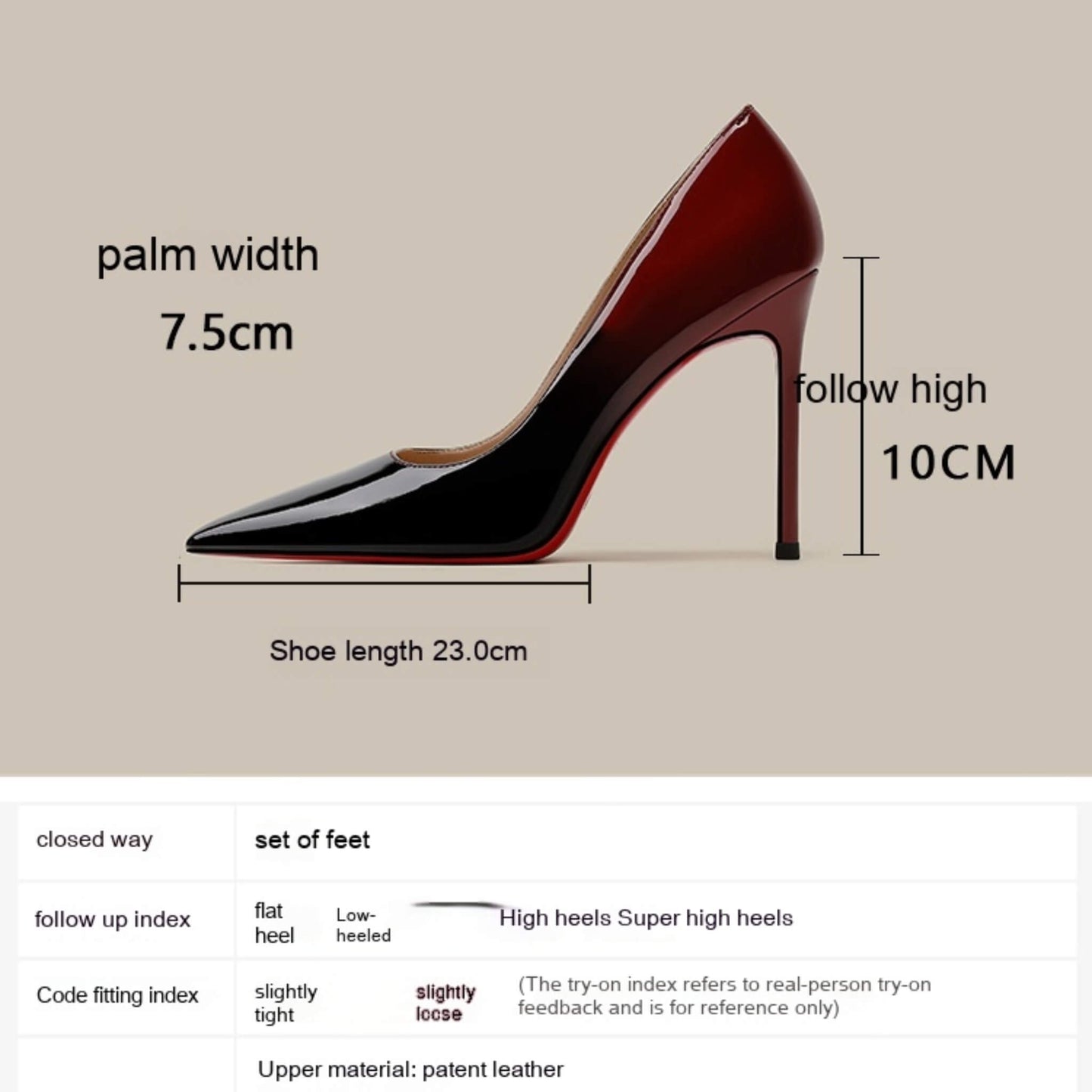 Sexy Red Bottom Stiletto Heels with a pointed toe, patent leather upper, rubber sole, and heel heights of 6CM, 8CM, and 10CM