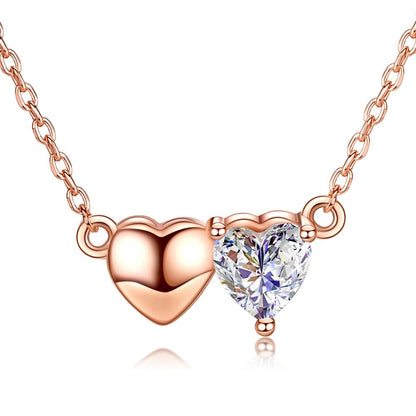 Trendy 18k Rose Gold Female Necklace Heart Pendant