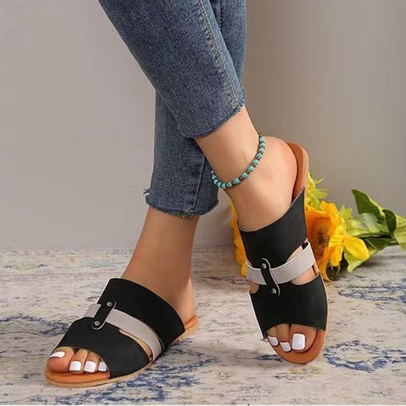 Fish Mouth Sandals with Belt Buckle