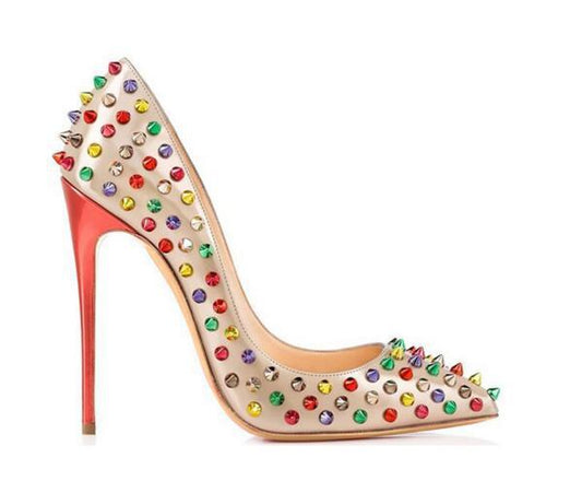 Stylish Color Rivet Heels for Women - Perfect for Fashion-Forward Outfits