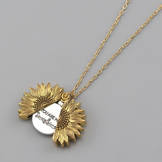 You Are My Sunshine Sunflower Necklace Women Men