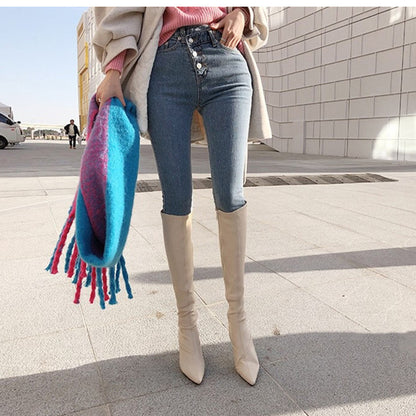 Pointed toe stiletto high boots