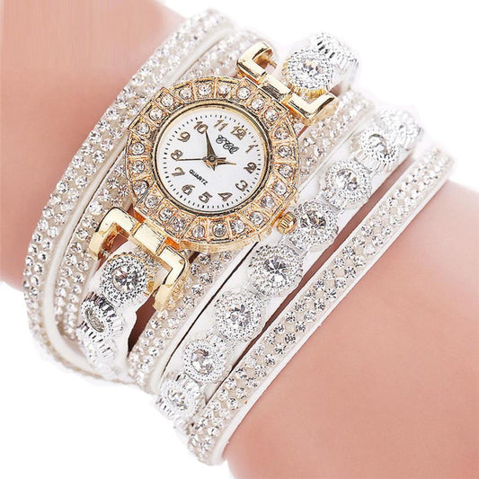 Rhinestone Leather Quartz Watch