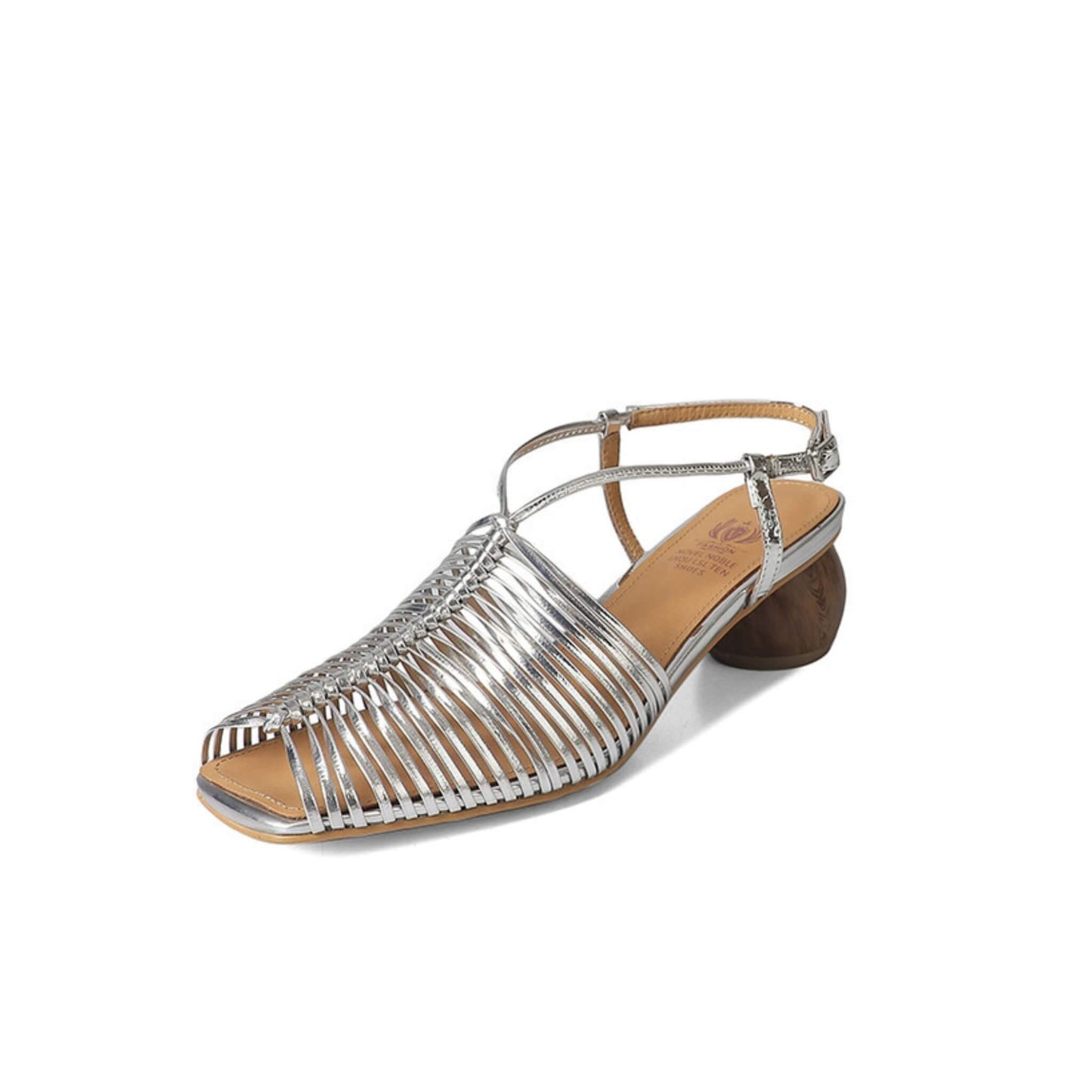 Retro Roman Chunky Heel Square Toe Lace-up Sandals in gold, apricot, cream white, and silver. Stylish design, microfiber material, comfortable 4.5 cm heel height