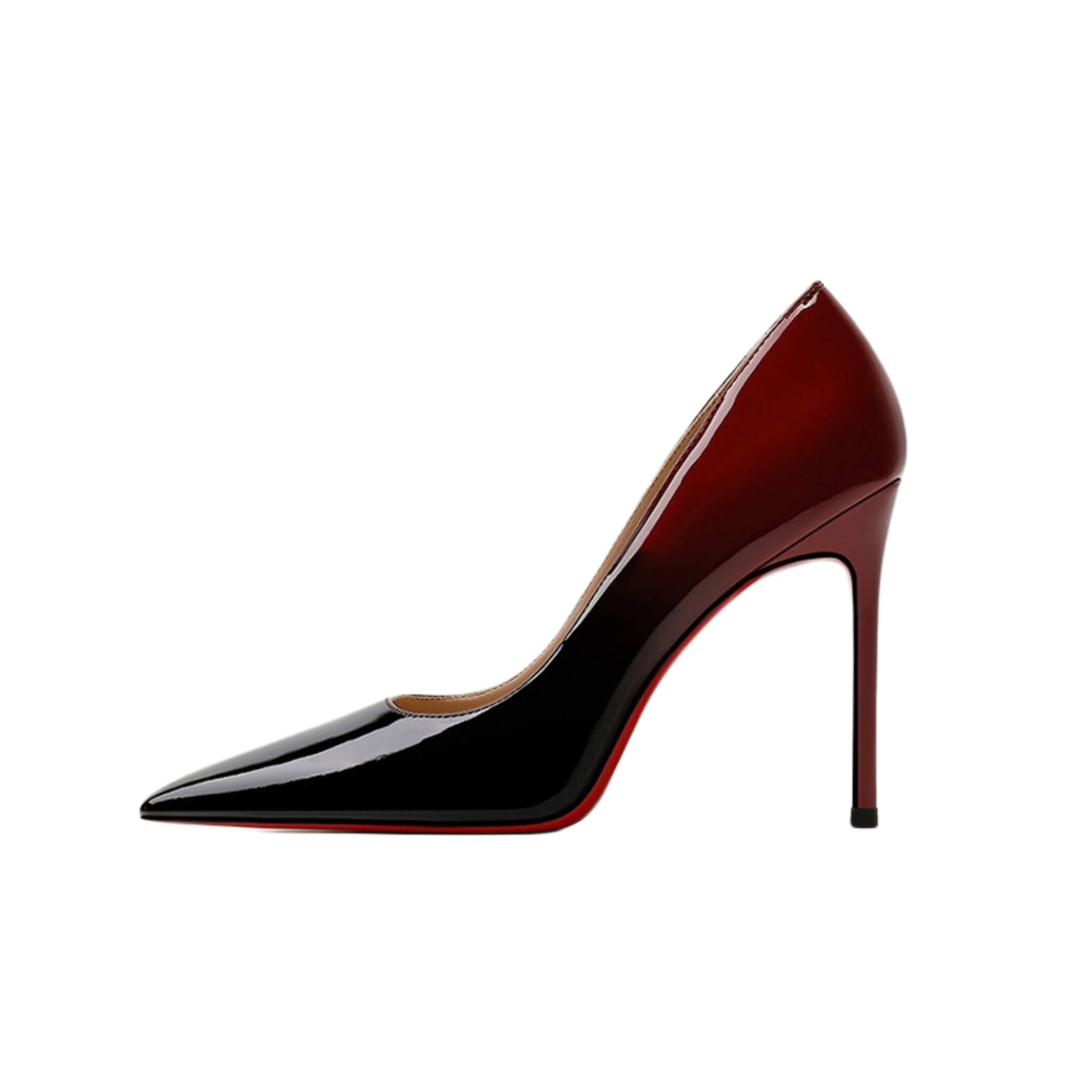 Sexy Red Bottom Stiletto Heels with a pointed toe, patent leather upper, rubber sole, and heel heights of 6CM, 8CM, and 10CM