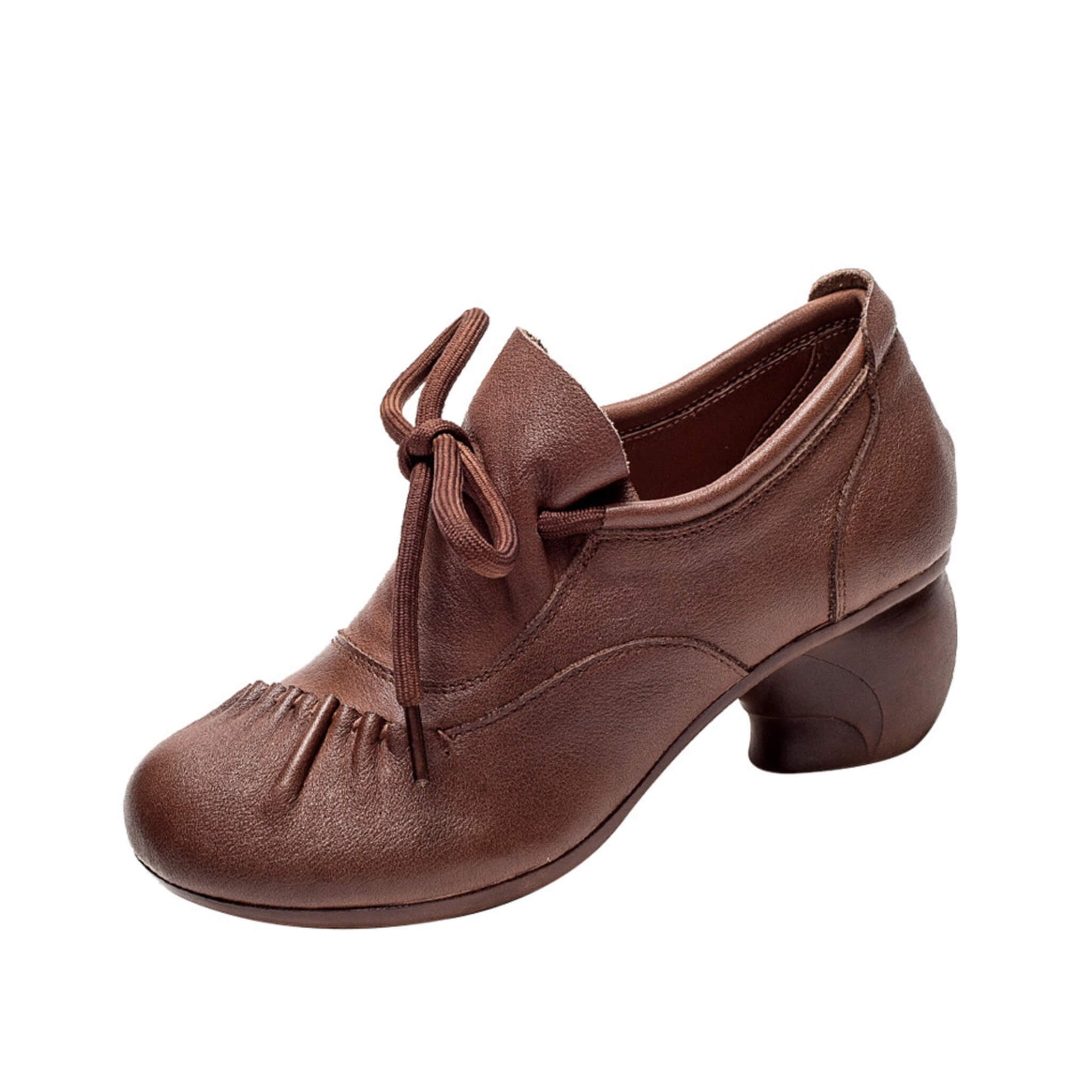 Vintage Fold Leather Deep Mouth Women's Shoes