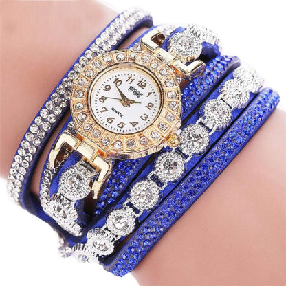 Rhinestone Leather Quartz Watch