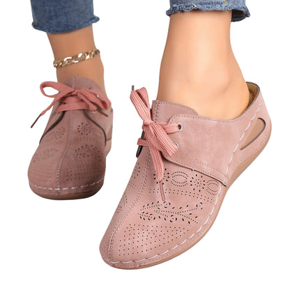 Summer Baotou Lace-up Slippers Outdoor Hollow Out Wedges Slippers For Women Sports Shoes