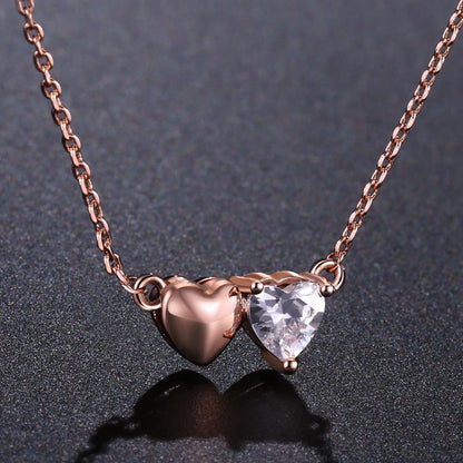 Trendy 18k Rose Gold Female Necklace Heart Pendant