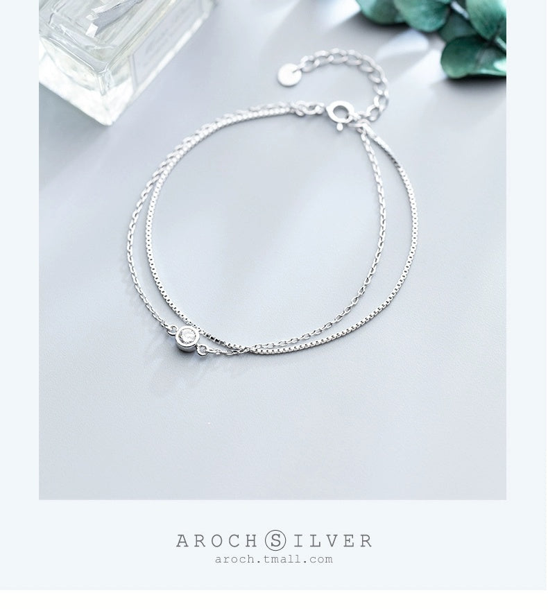 Diamond Double-Layer Silver Bracelet