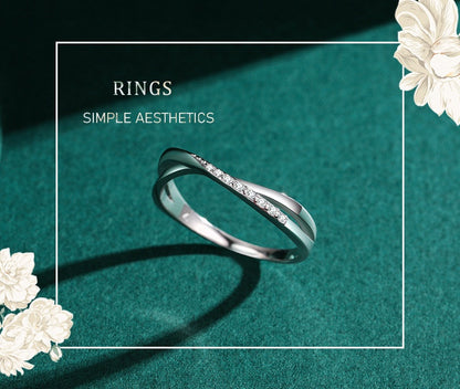 S925 Silver Cross Line Ring