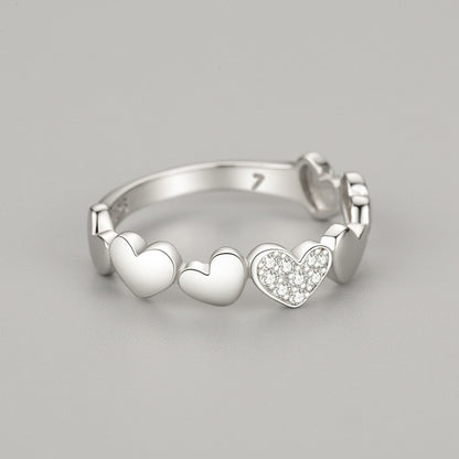 Heart-shaped Rhinestone Ring S925