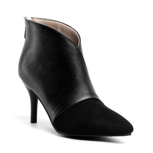 Fashion Simple And Versatile Pointed Toe Stitching Ankle Boots