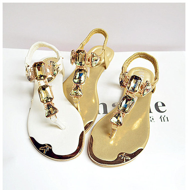 Close-up of Crystal Flat Sandals - Stylish and Comfortable Design