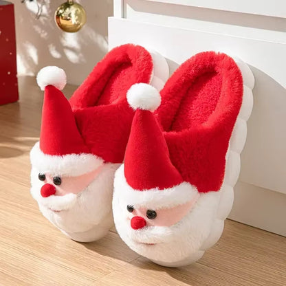 Christmas Slippers Memory Foam For Women Men Soft Plush Fuzzy Winter Holiday Slippers Cozy Plush Warm Non-Slip Holiday Slides Cute Santa Claus Footwear