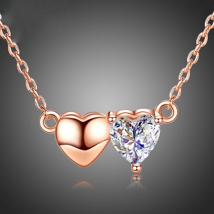 Trendy 18k Rose Gold Female Necklace Heart Pendant