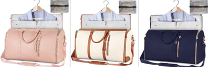 Waterproof travel duffle handbag in a sleek design, featuring sturdy handles and a detachable shoulder strap, set against a scenic outdoor backdrop