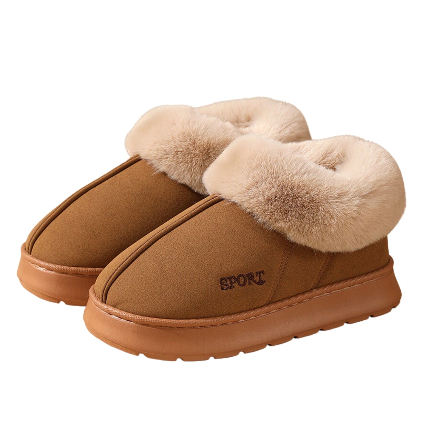 Plush Cotton Shoes for Women: Winter Warm Home Slippers & Outdoor Snow Boots