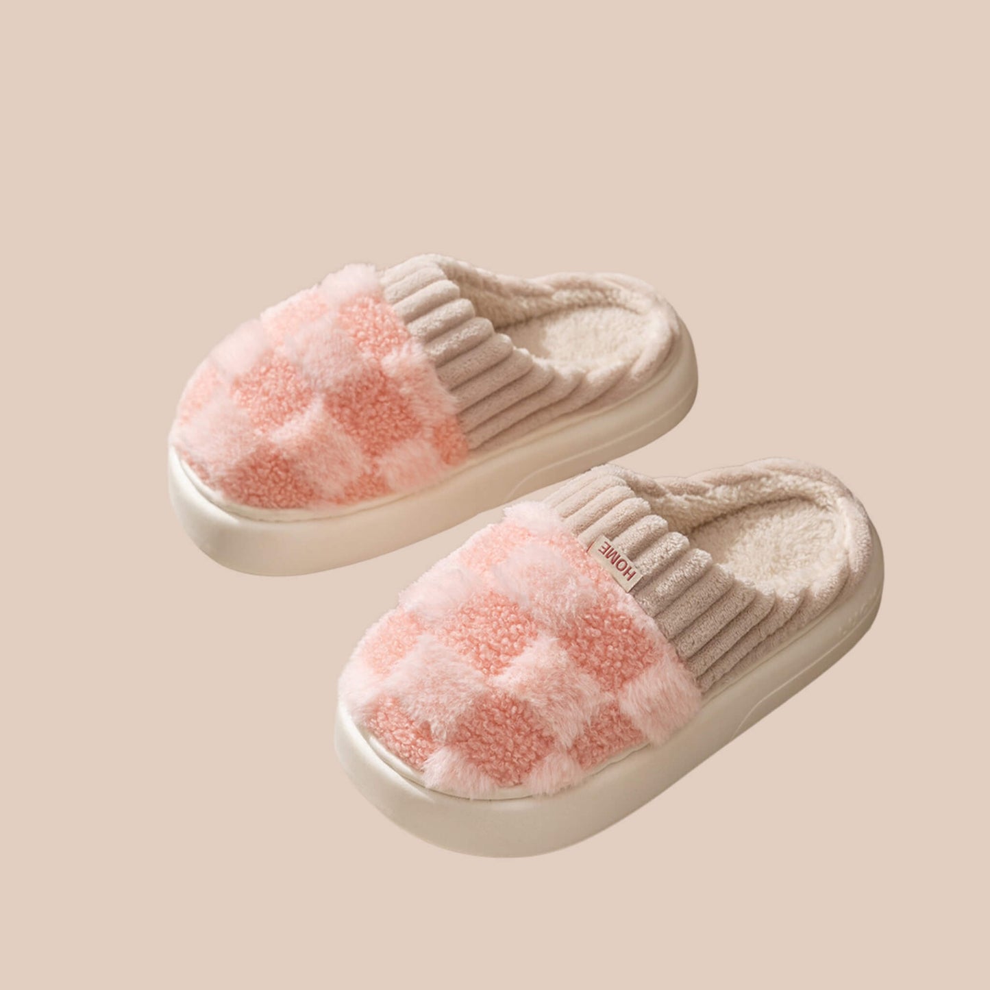 Plush Plaid Home Slippers