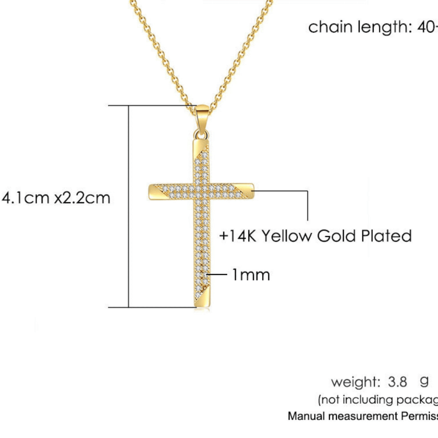 Zircon Cross Pendant Necklace