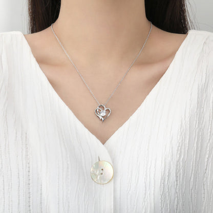 Double Love Zircon Rhinestone Necklace - Heart shaped