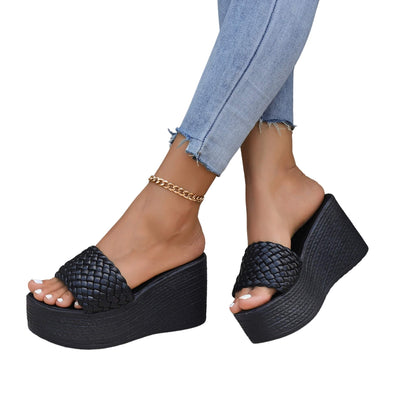 Plus Size Wedge Peep-toe Slippers