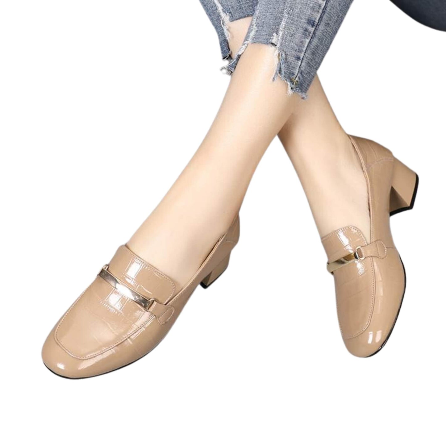 New Style Single Shoes Women Thick Heel Comfortable Korean Fashion Women's Leather Shoes Mid-heel