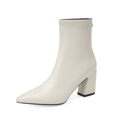 Stylish Martin Boots With Chunky Heel And Back Zipper