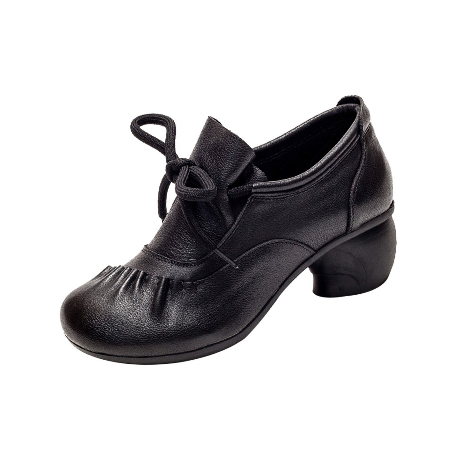 Vintage Fold Leather Deep Mouth Women's Shoes