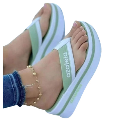 Women's platform casual slippers, PU material, herringbone toe, available in black, light green, champagne, sizes 36-43.