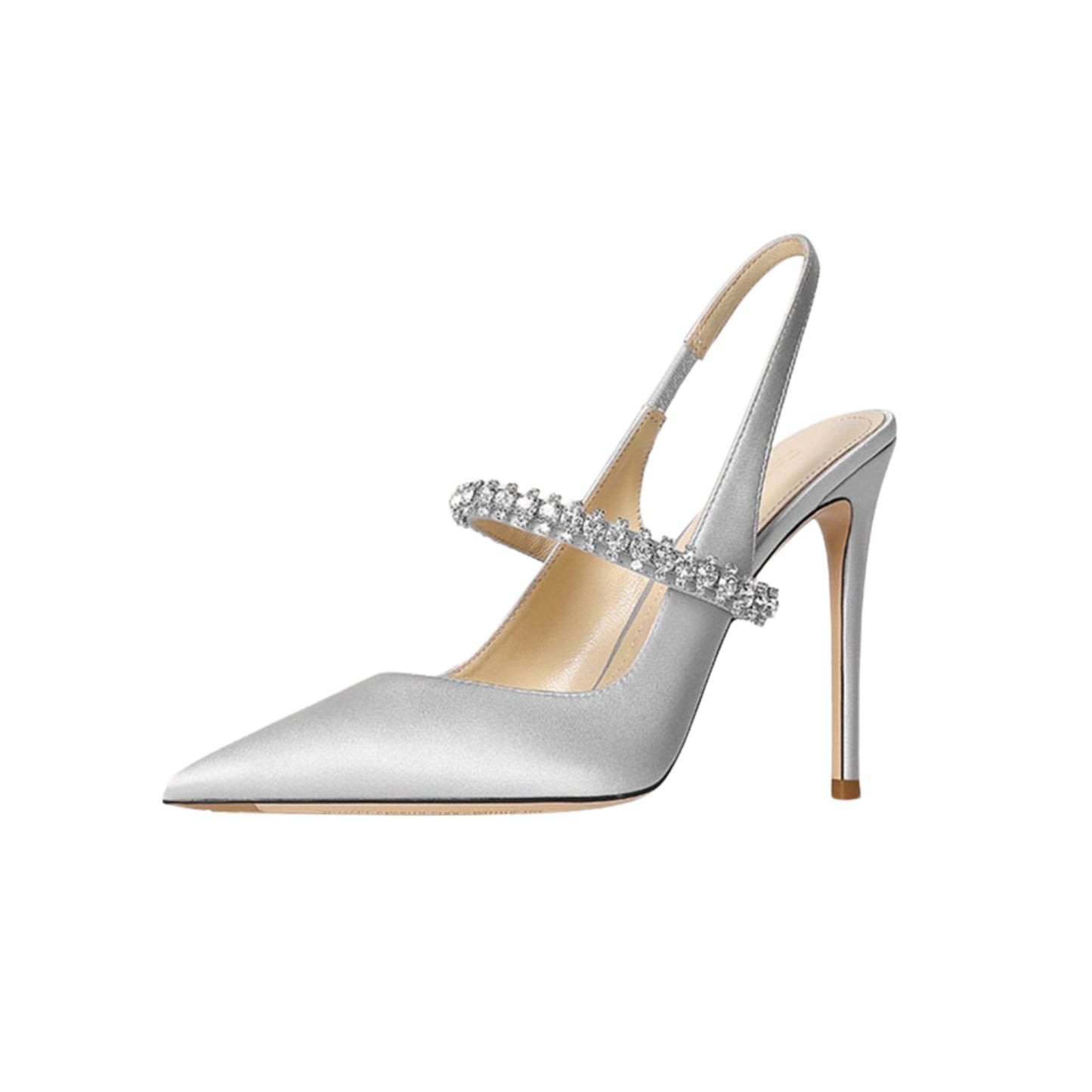 Female Slim Toe Pointed Leather High Heels in light gray, apricot, and black. Featuring an ankle strap buckle for added style and comfort. Available in sizes 32-45