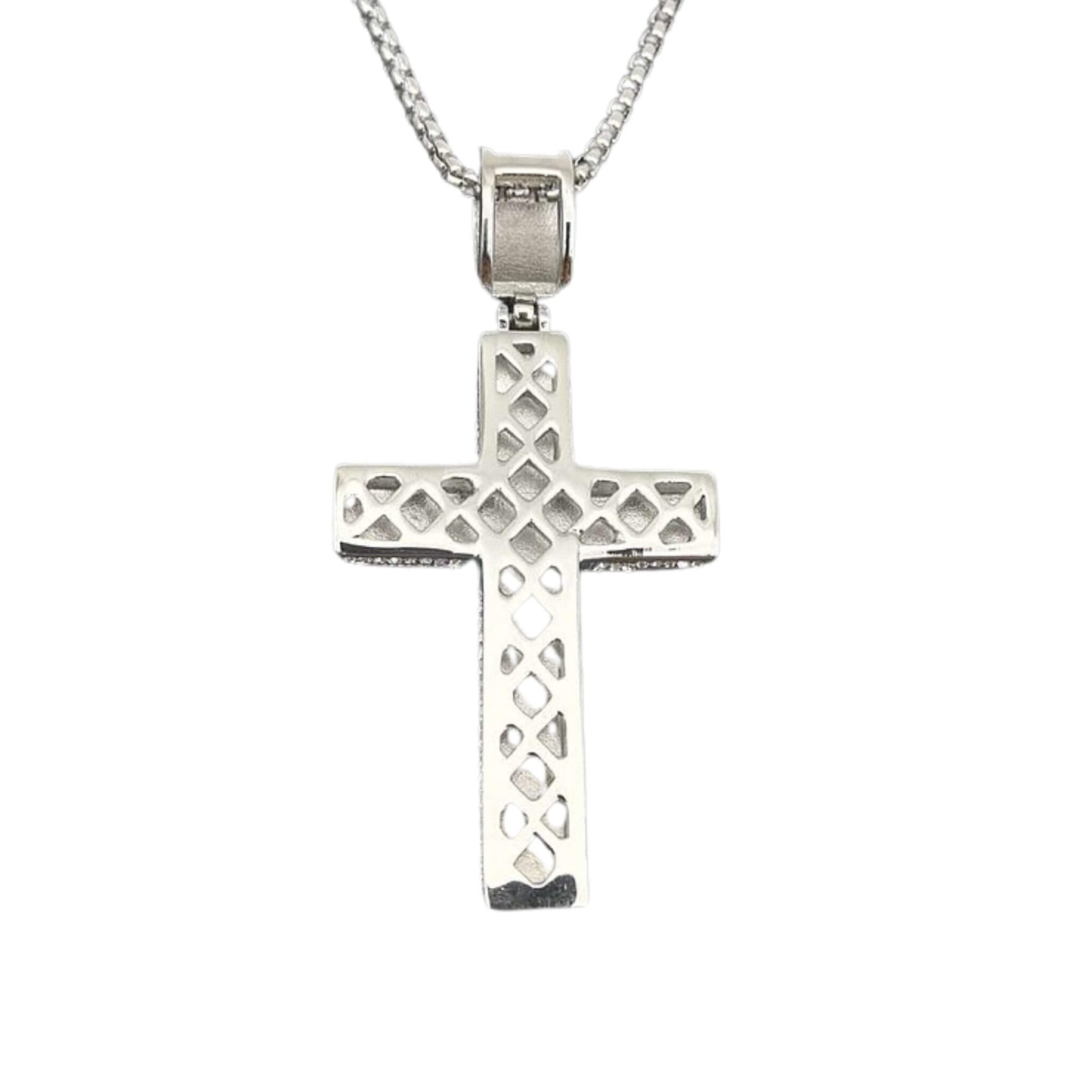 Titanium Steel Gold Plated Diamond Cross Necklace