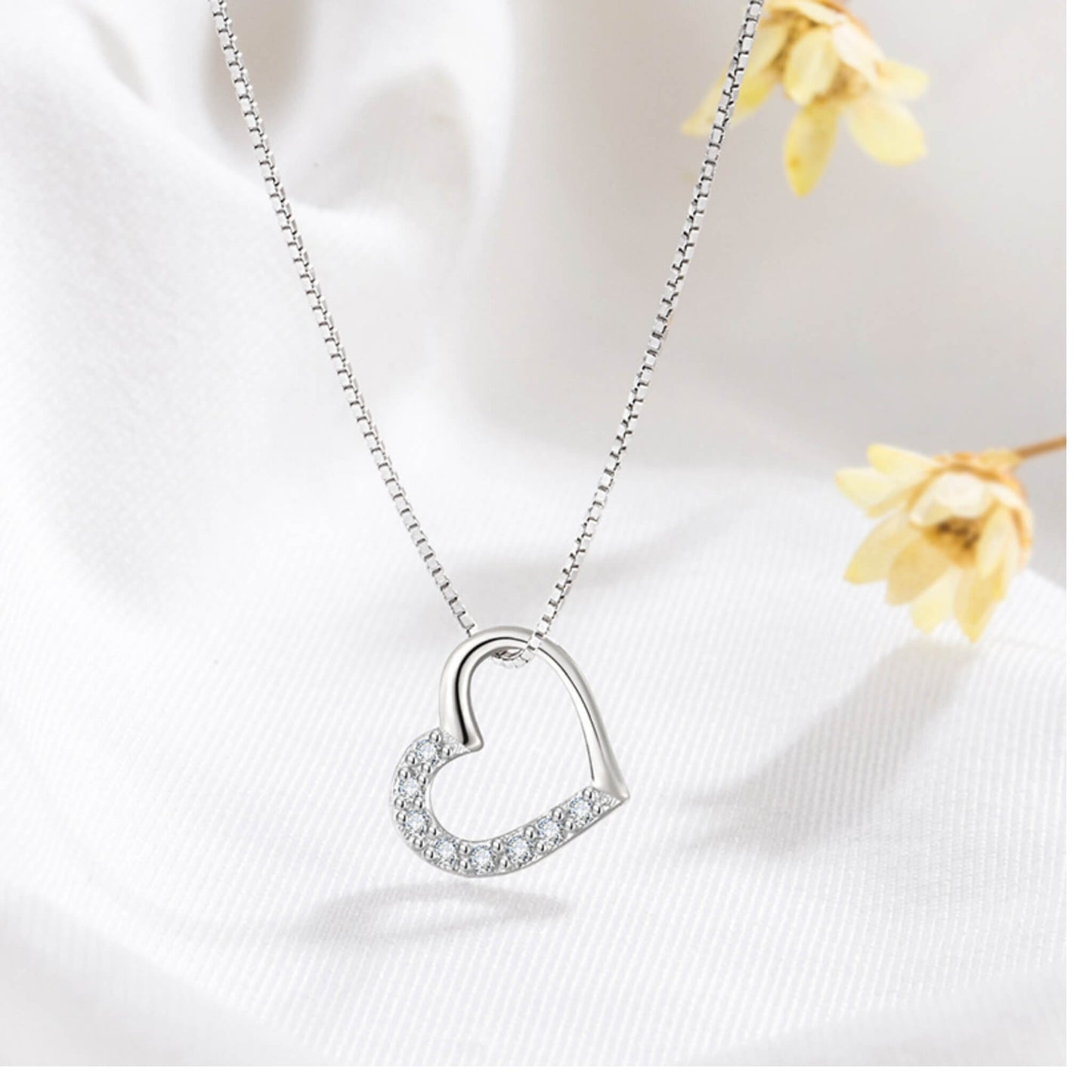 S925 Sterling Silver Love Heart Pendant Necklace