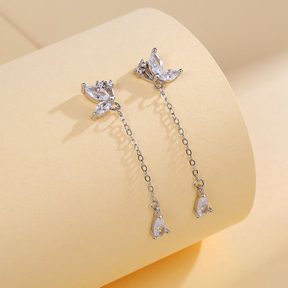 Butterfly Zircon Tassel Earrings S925