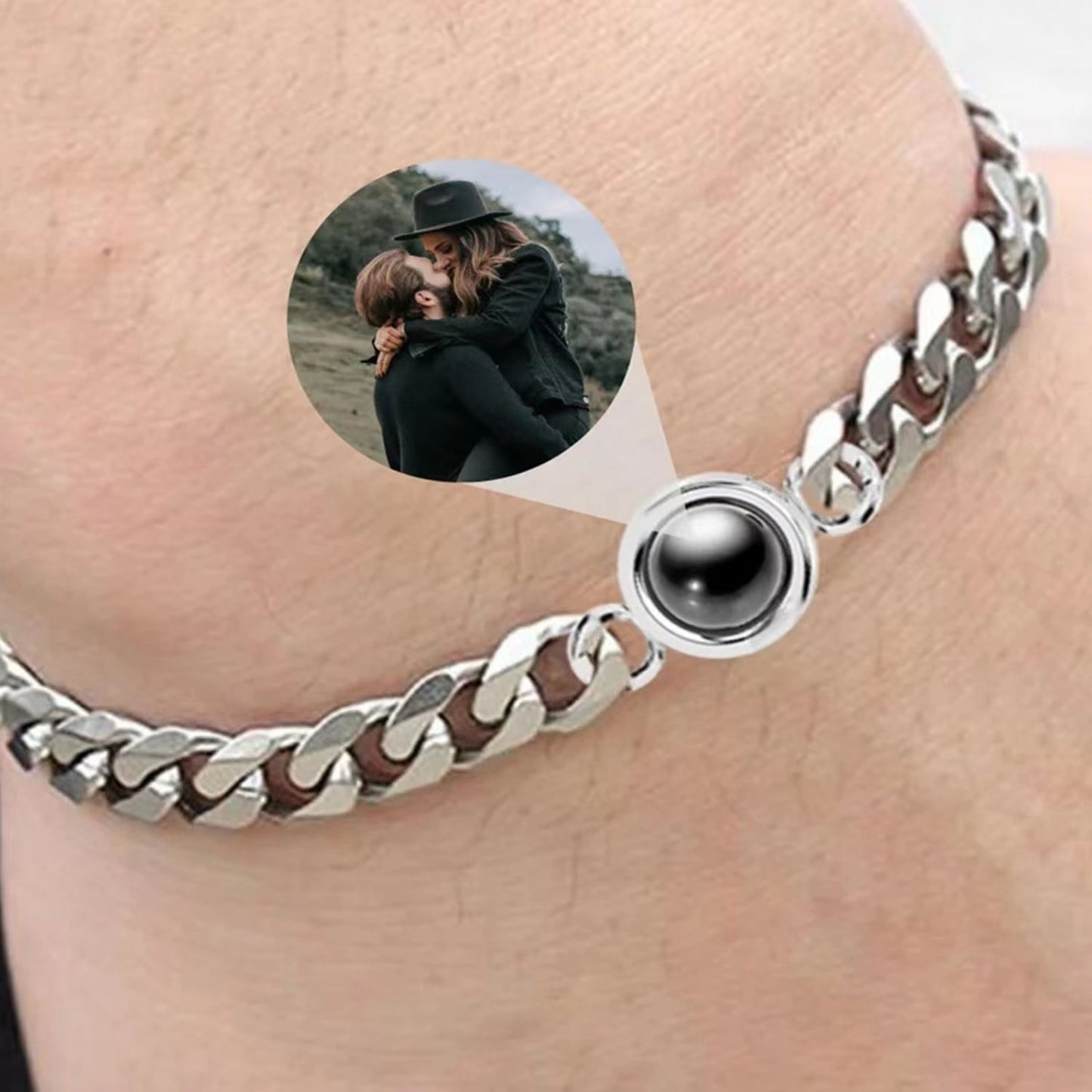 Photo Projection Bracelet - Titanium Steel