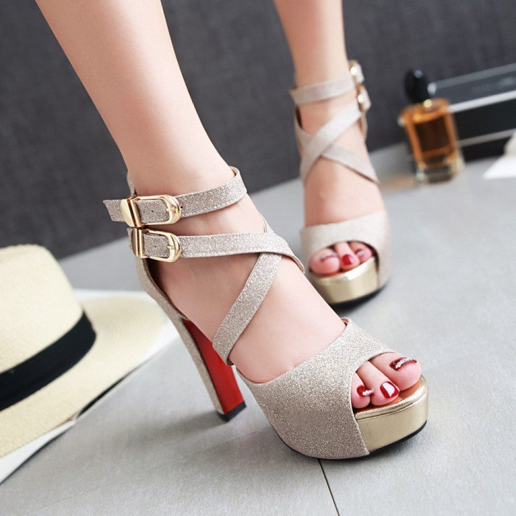 Ladies high heels fish mouth ancle strap