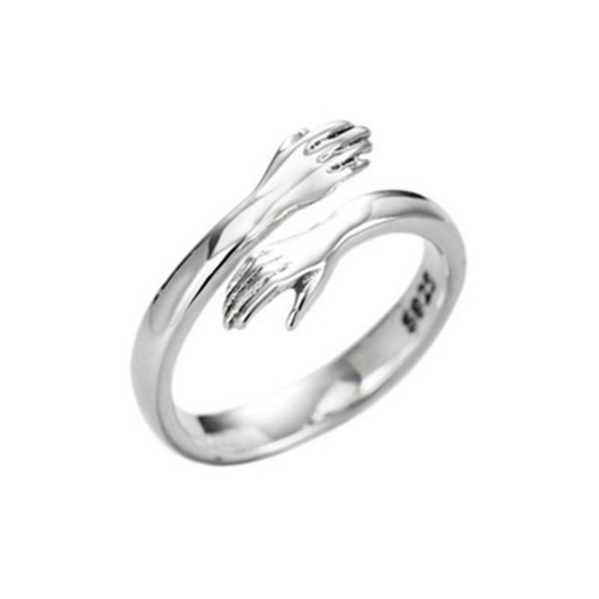 An all-match temperament love hug couple opening adjustable ring featuring a unique design that symbolizes connection and affection. This stylish ring showcases a sleek band with a gentle hug motif, crafted in a polished finish. Its adjustable size makes it perfect for couples, representing love and unity in a fashionable way