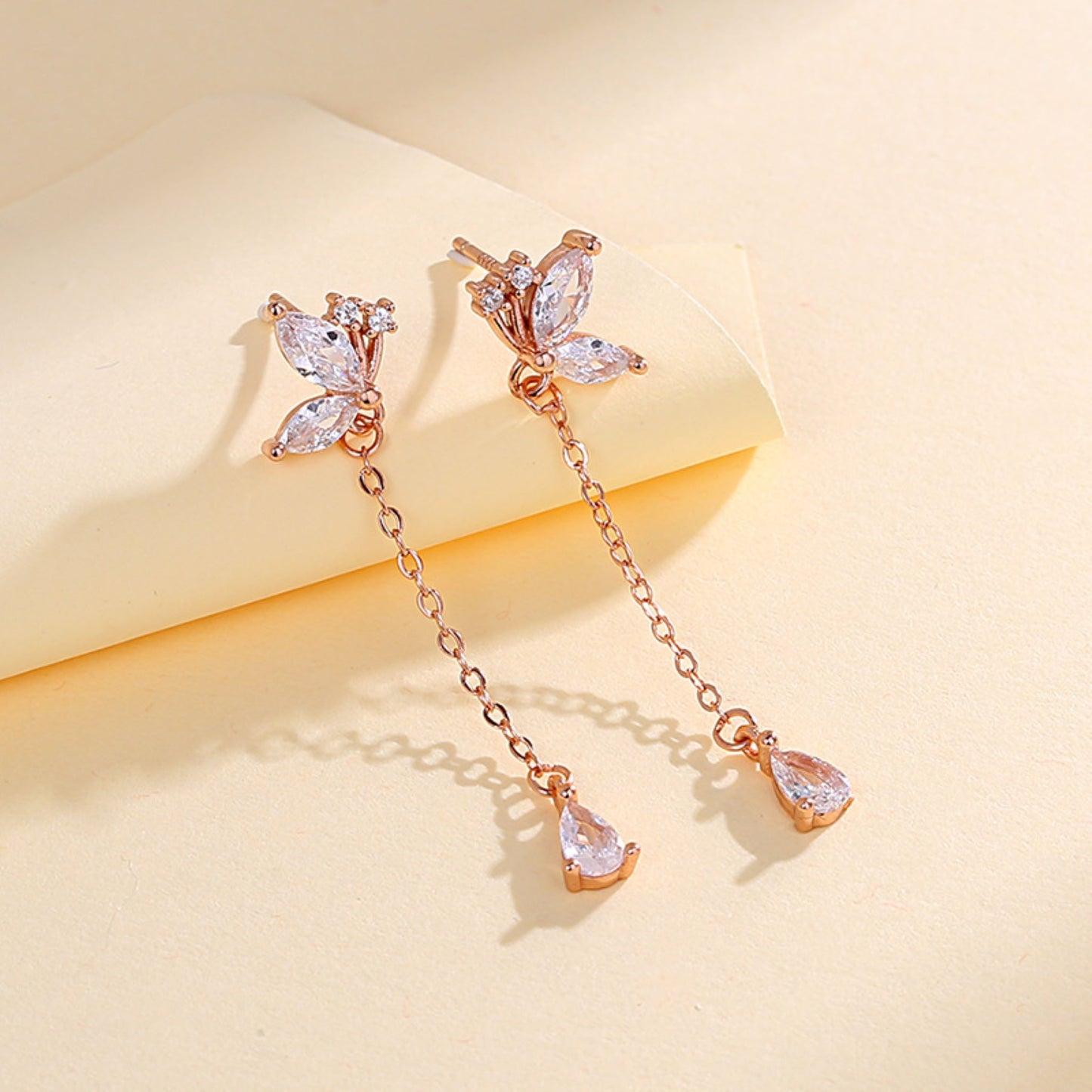 Butterfly Zircon Tassel Earrings S925