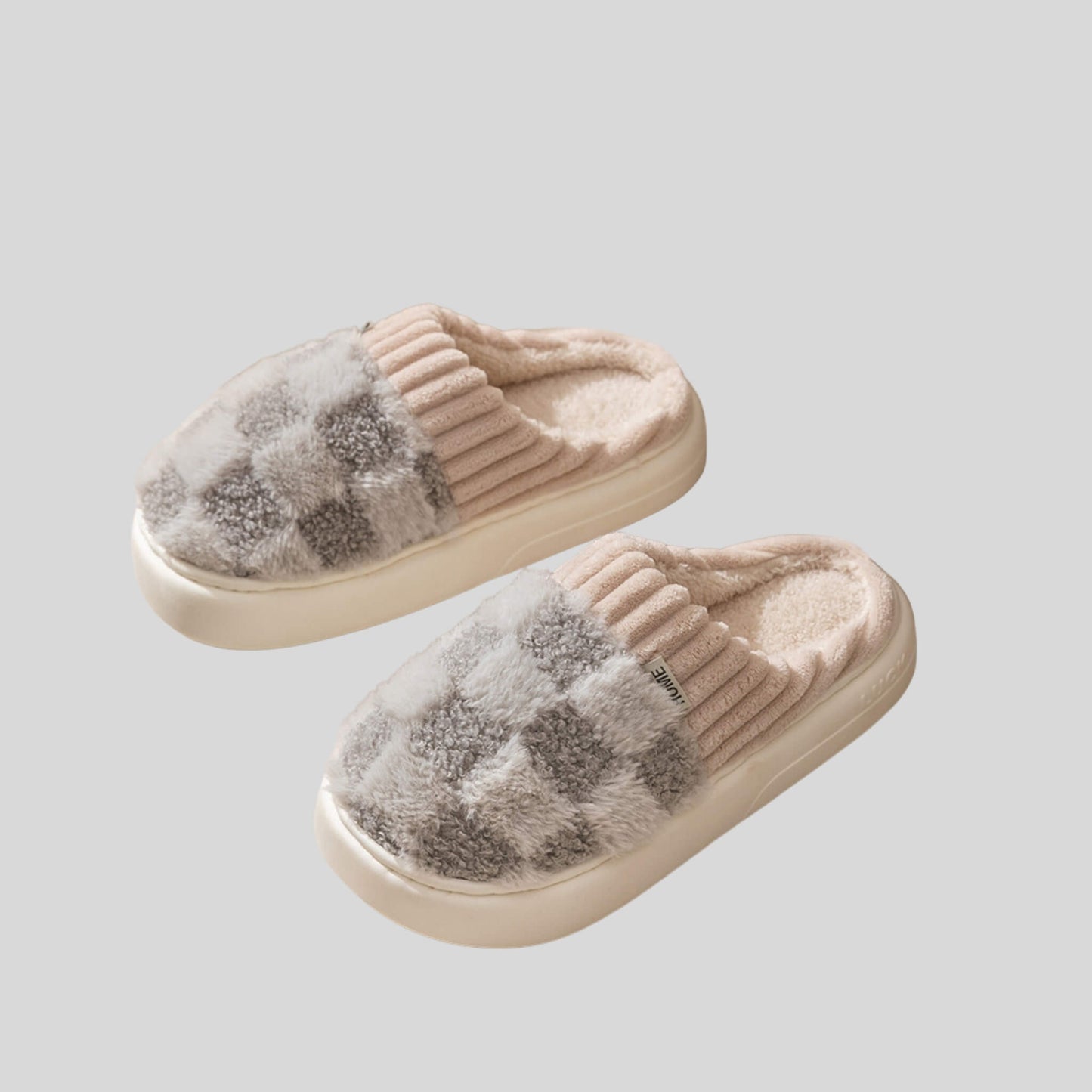 Plush Plaid Home Slippers