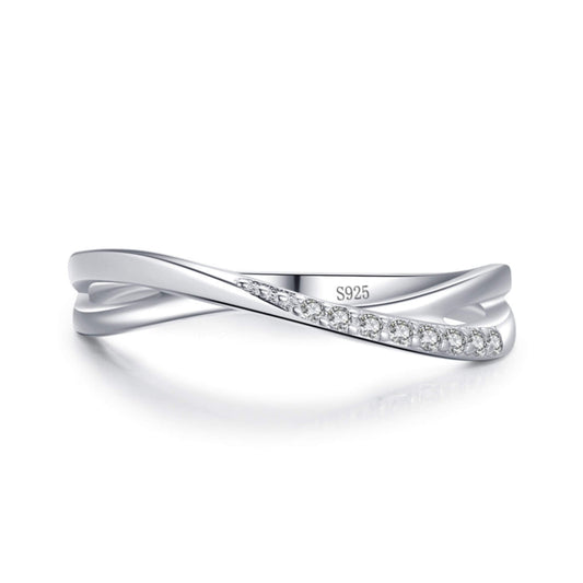 S925 Silver Cross Line Ring