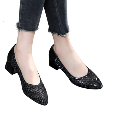 Sandals Baotou Pointed Thick High Heel Soft Sole Large Size Shoes Ladies Summer Mesh Shoes